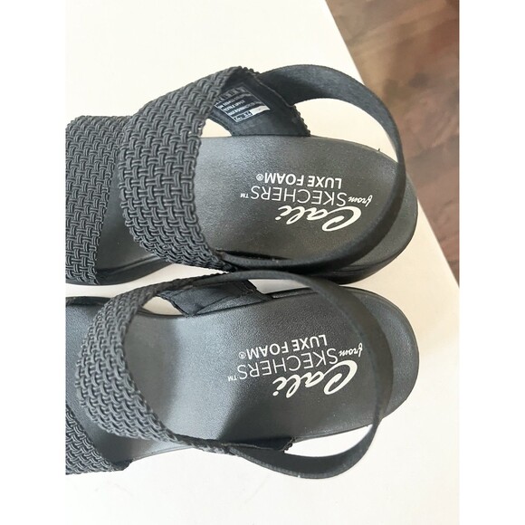 Skechers Cali Rumble On Black Women Sz 9 Luxe Foam Comfort Sandals Stretch Strap - Picture 5 of 7
